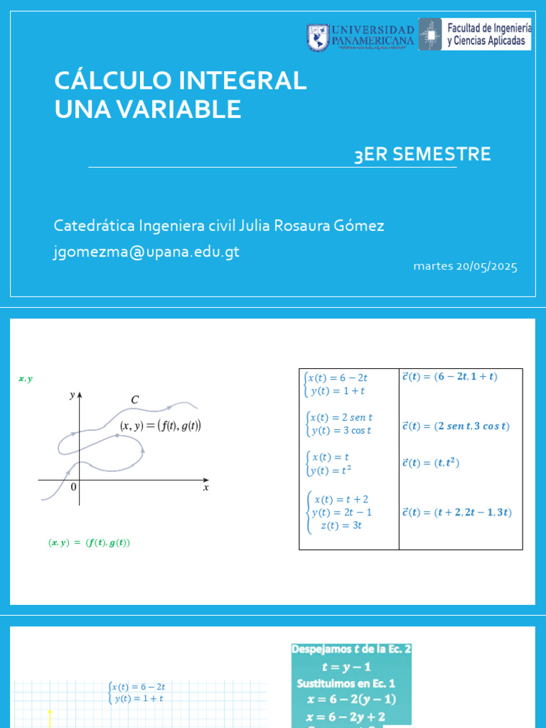 Cálculo Integral Una Variable: 3er Semestre | PDF | Curva | Física ...