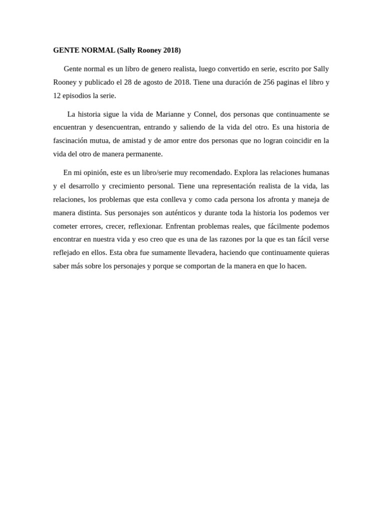 Gente Normal: Reseña y Análisis | PDF