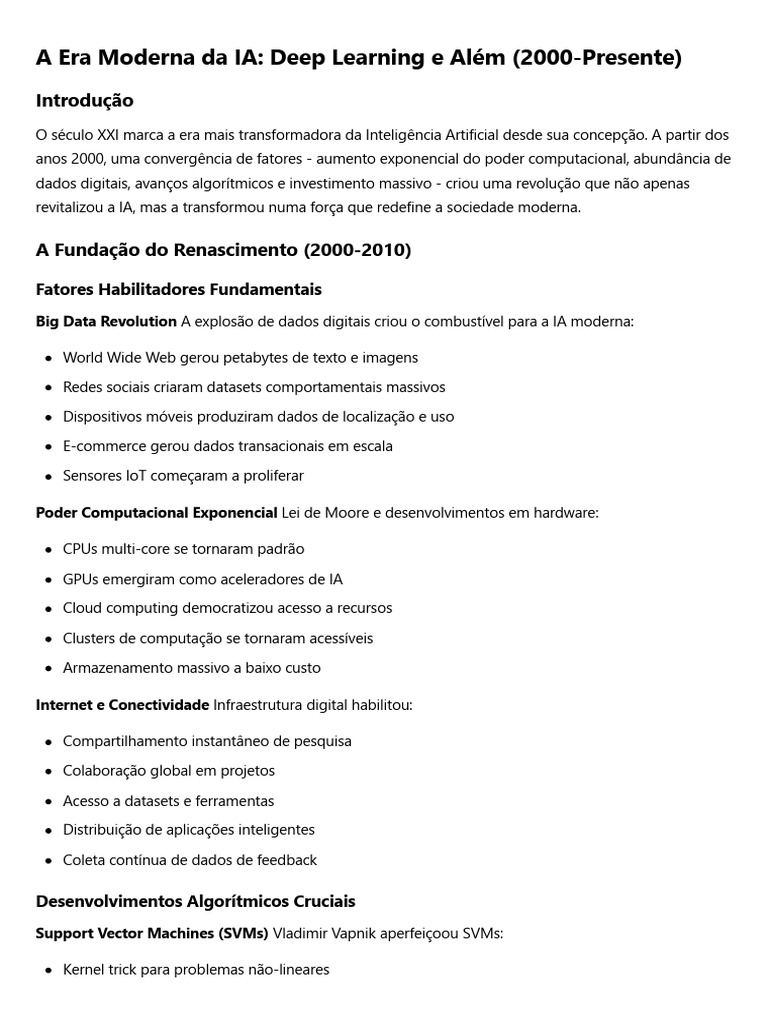 A Era Moderna Da IA - Deep Learning e Além (2000-Presente) | PDF ...