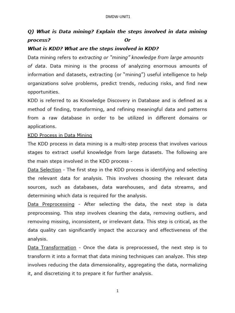 Data Mining and KDD Process Explained | PDF | Relational Model | Linear ...