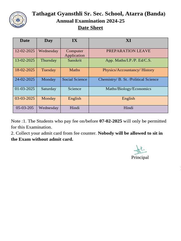 Date Sheet IX & XI FINAL 1 | PDF