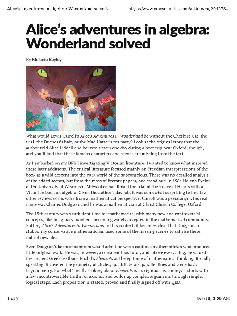 Wonderland Solved | PDF | Mathematics | Lewis Carroll