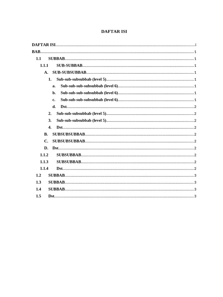 Struktur Subbab dalam Dokumen Akademik | PDF