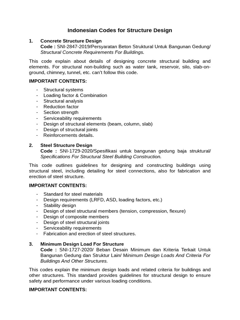 Indonesian Codes For Structure Design | PDF | Structural Load ...
