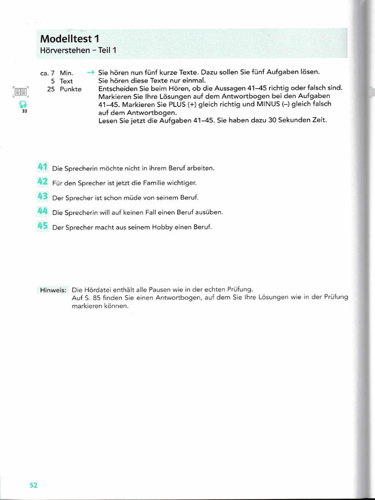 B1-Telc - Aufgaben Zum Hören Und Schreiben | PDF