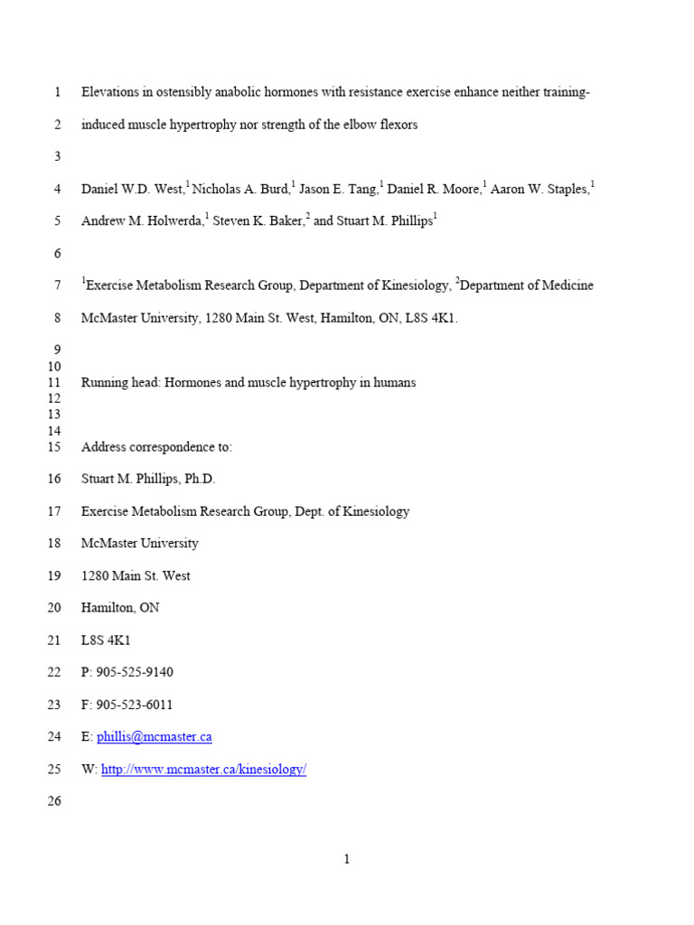 Hormones and Muscle Growth Study | PDF | Muscle Hypertrophy | Strength ...