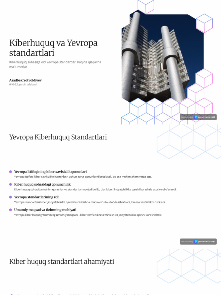 Kiberhuquq Va Yevropa Standartlari | PDF