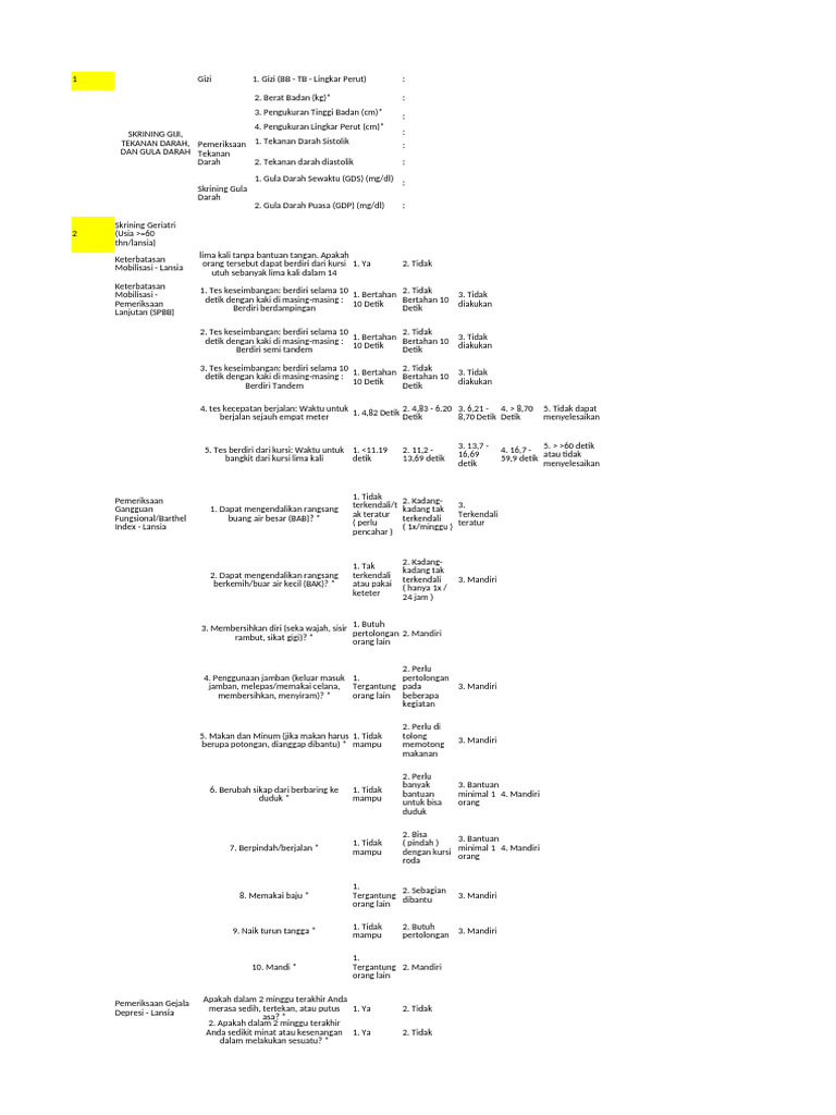 Skrining Kesehatan Lansia CKG | PDF