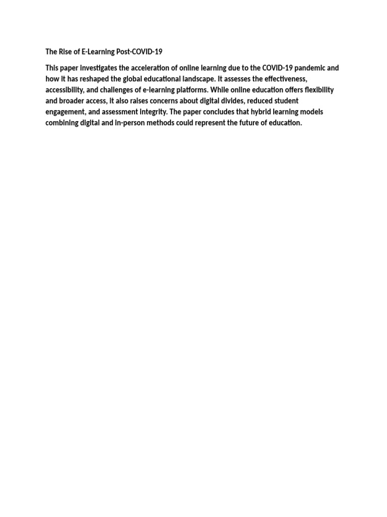 The Rise of E-Learning Post-COVID-19 | PDF