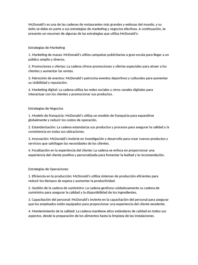 Estrategias de Éxito de McDonald's | PDF