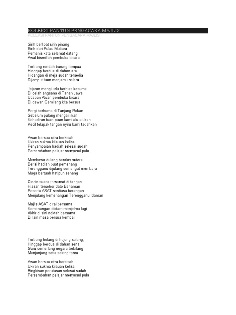 Koleksi Pantun Pengacara Majlis Pdf