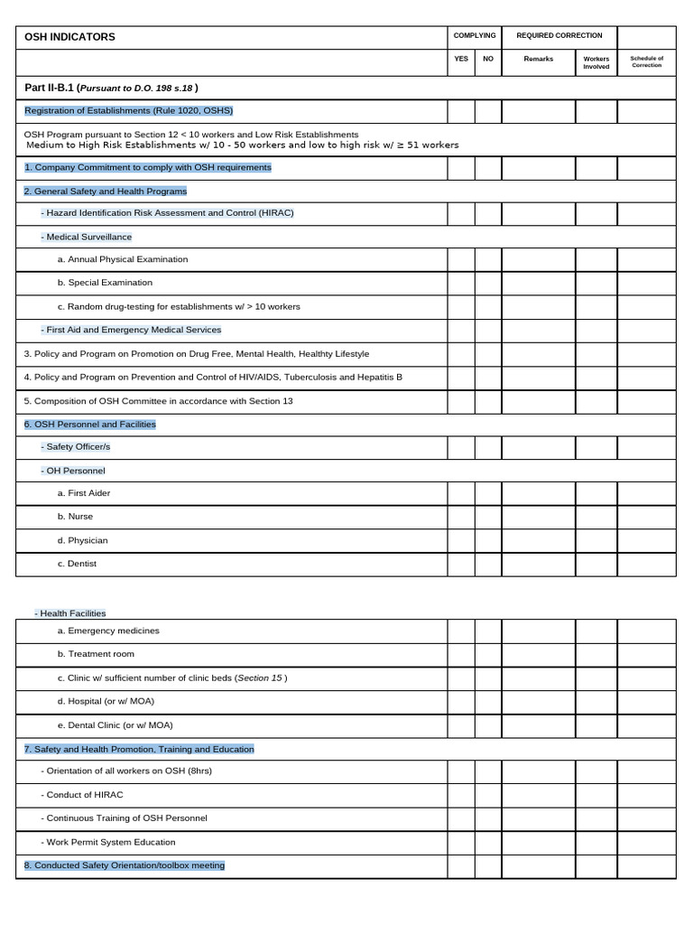 OSH Compliance and Safety Guidelines | PDF | Occupational Safety And ...