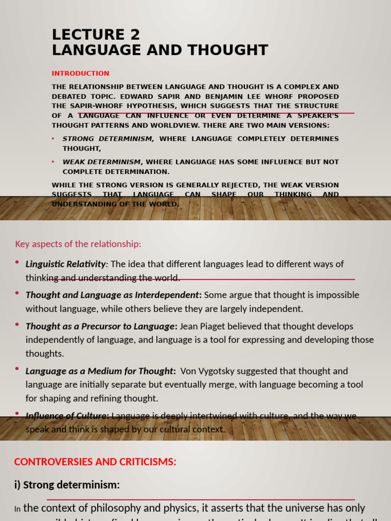 Lecture 2 Language and Thought | PDF | Thought | Concept