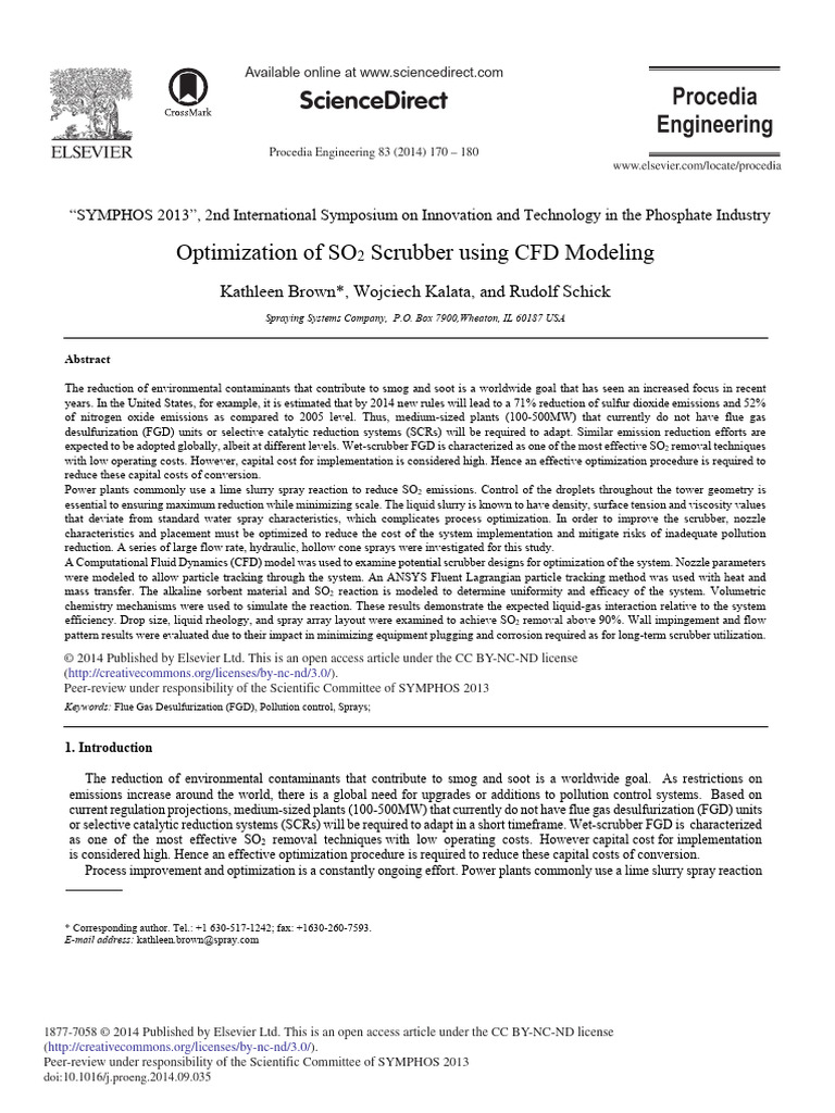 SO2 Scrubber Optimization via CFD Modeling | PDF | Fluid Dynamics ...