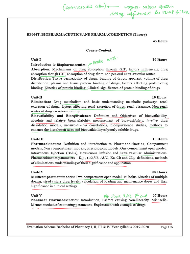 Biopharmaceutics & Pharmacokinetics Syllabus | PDF | Pharmacokinetics ...