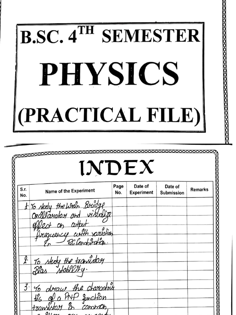 B.Sc. 4th Sem Physics Practical File | PDF