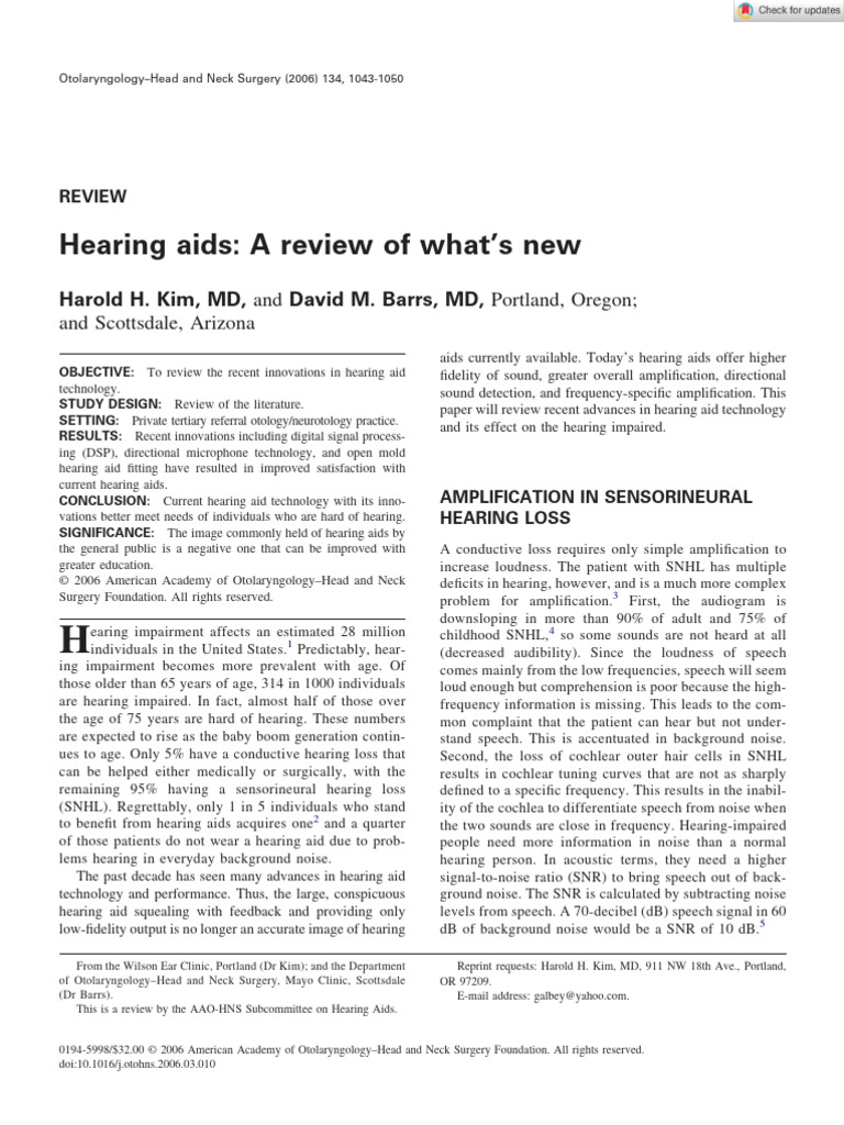 Hearing Aids: A Review of What's New | PDF | Hearing Aid | Hearing Loss