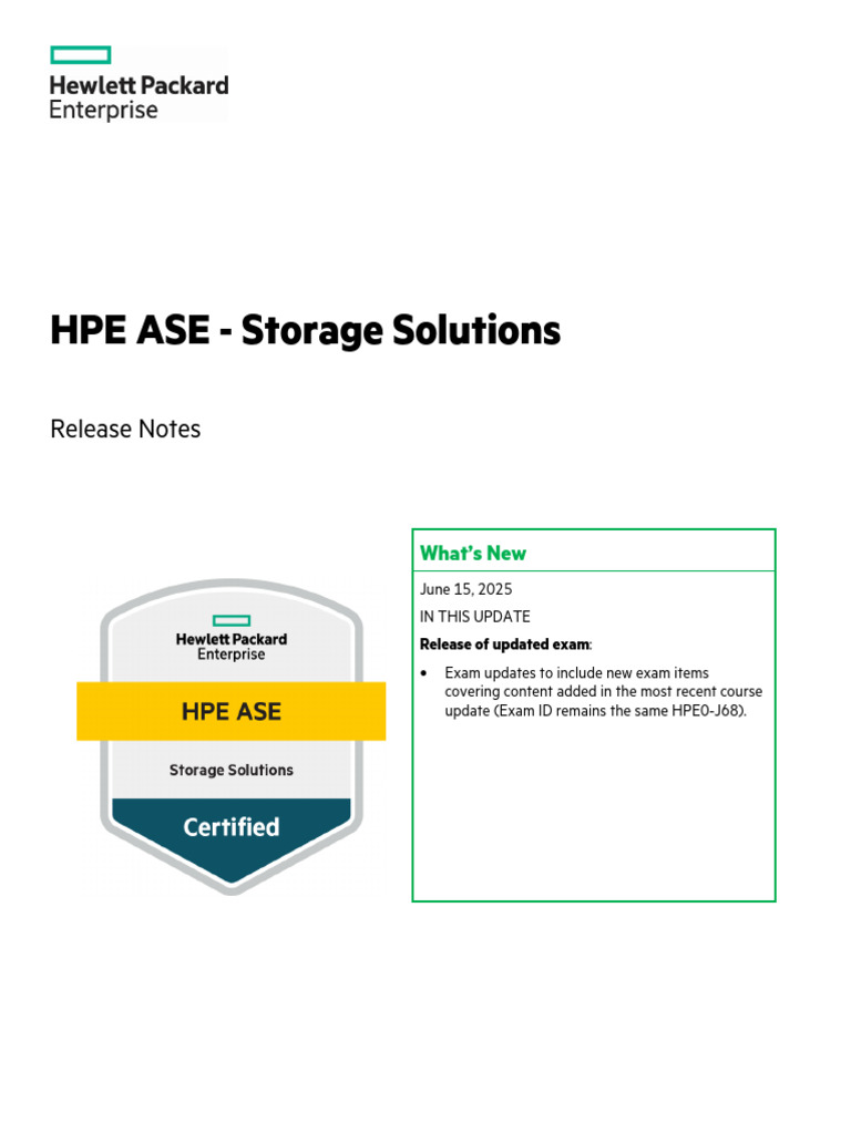 HPE ASE Storage Solutions Release Notes | PDF | Backup | Cloud Computing