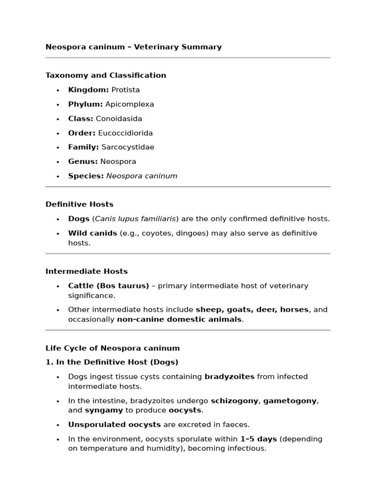 Neospora caninum: Veterinary Overview | PDF | Medical Specialties