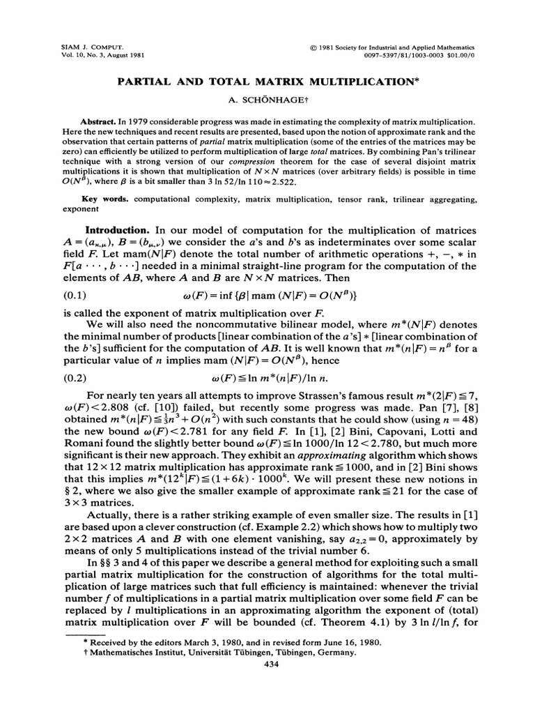 Advances in Matrix Multiplication Techniques | PDF | Matrix ...