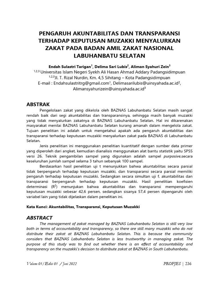 Akuntabilitas dan Transparansi Zakat BAZNAS | PDF