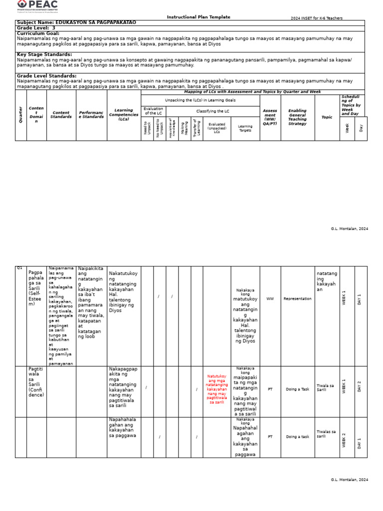 ESP 3 - Instructional Plan | PDF