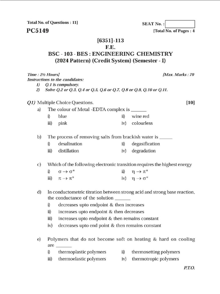 CHE Solved Endsem Paper 2024 Pattern (1) - Compressed | PDF