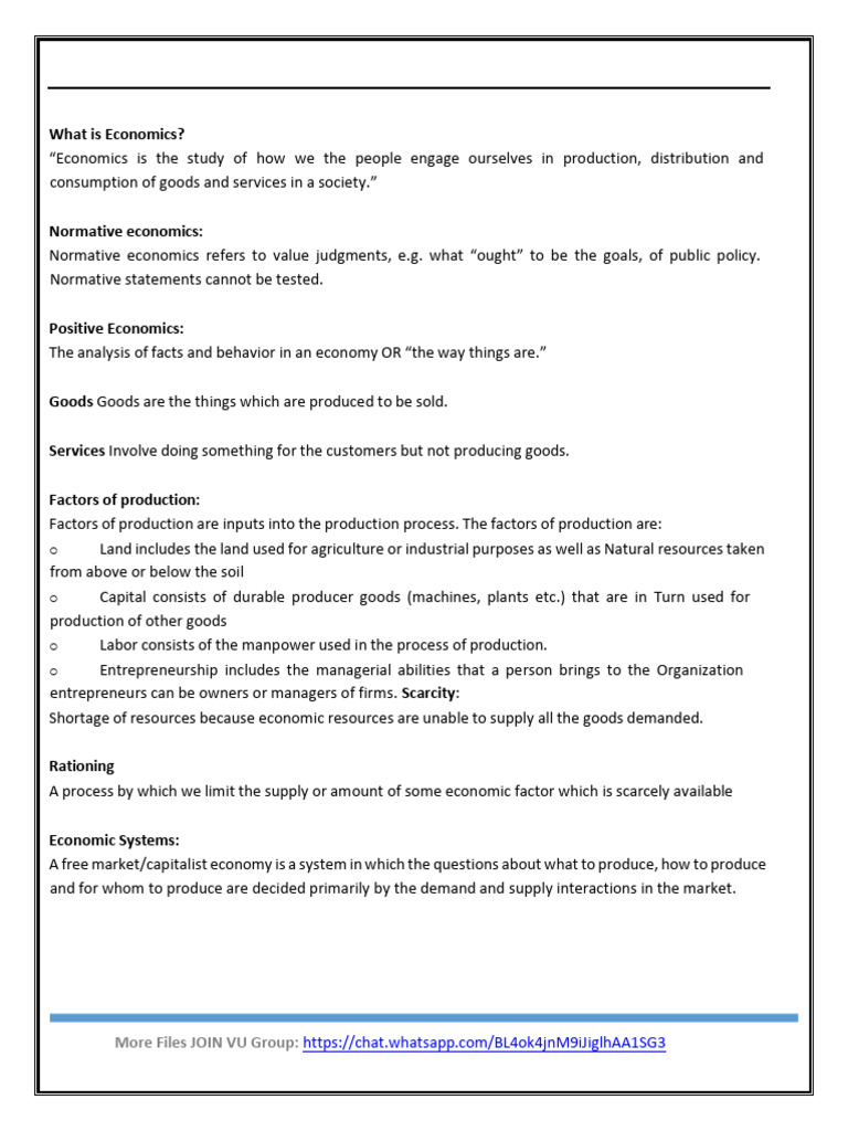 ECO401 Economics Short Notes Guide | PDF | Elasticity (Economics) | Demand