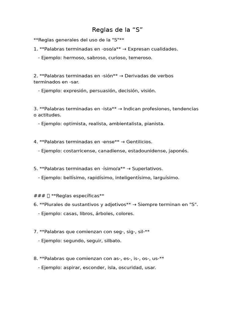 Reglas de La S | PDF | Morfología | Idiomas
