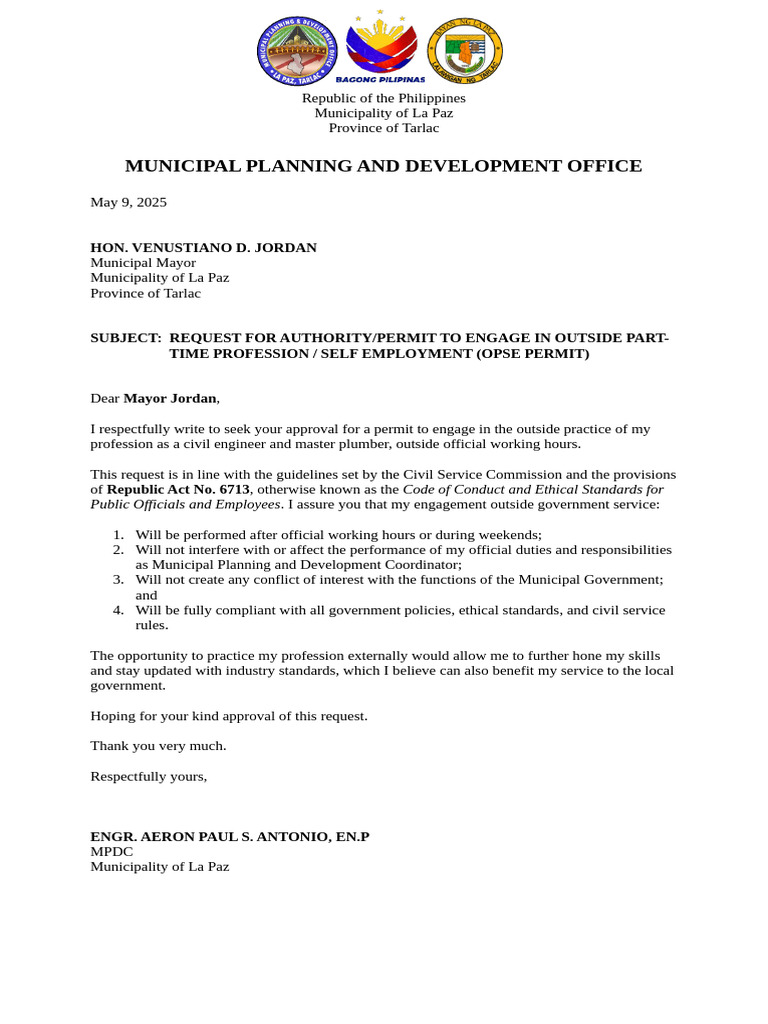 OPSE Permit Request by La Paz Engineer | PDF