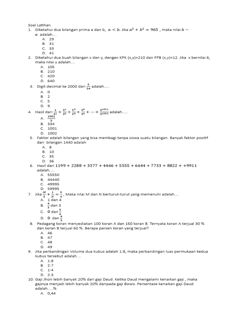 Soal Latihan Dasar | PDF