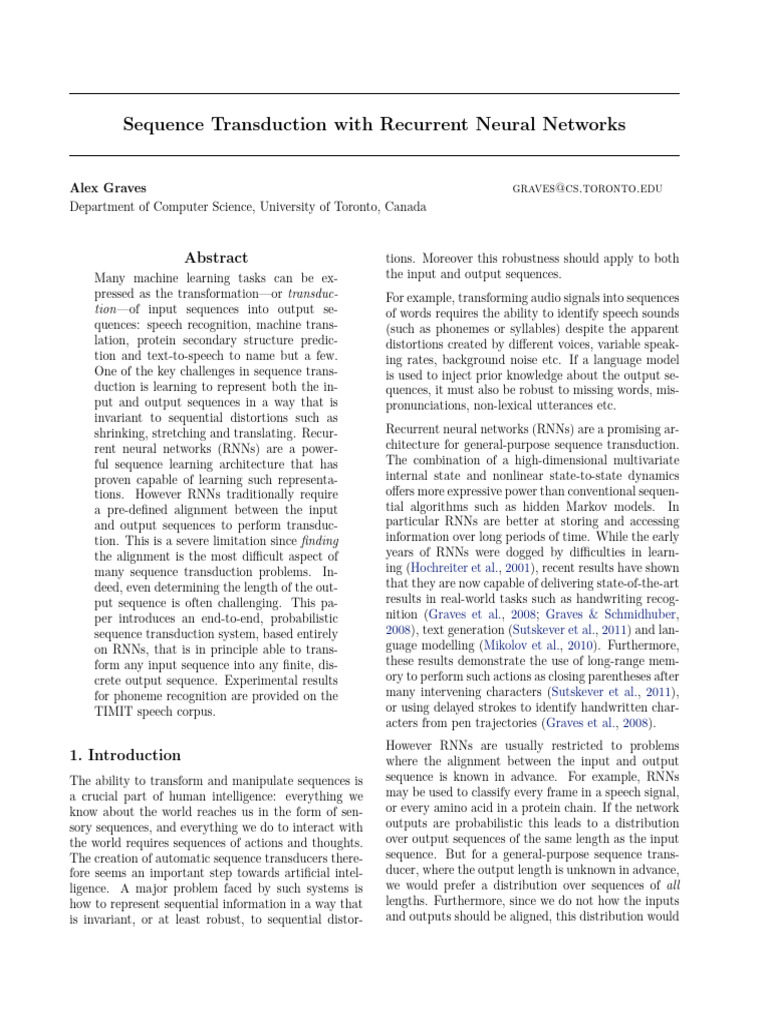 RNN Transducer for Sequence Learning | PDF | Speech Recognition ...