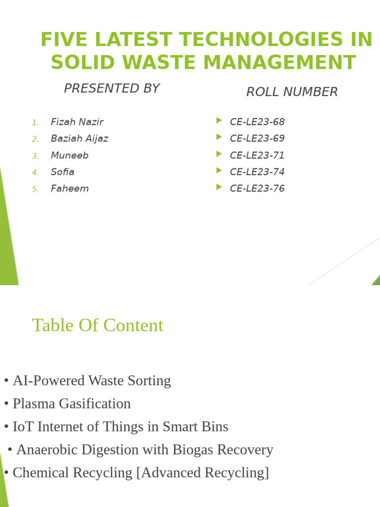 5 Latest Technologies in SWM | PDF | Gasification | Waste