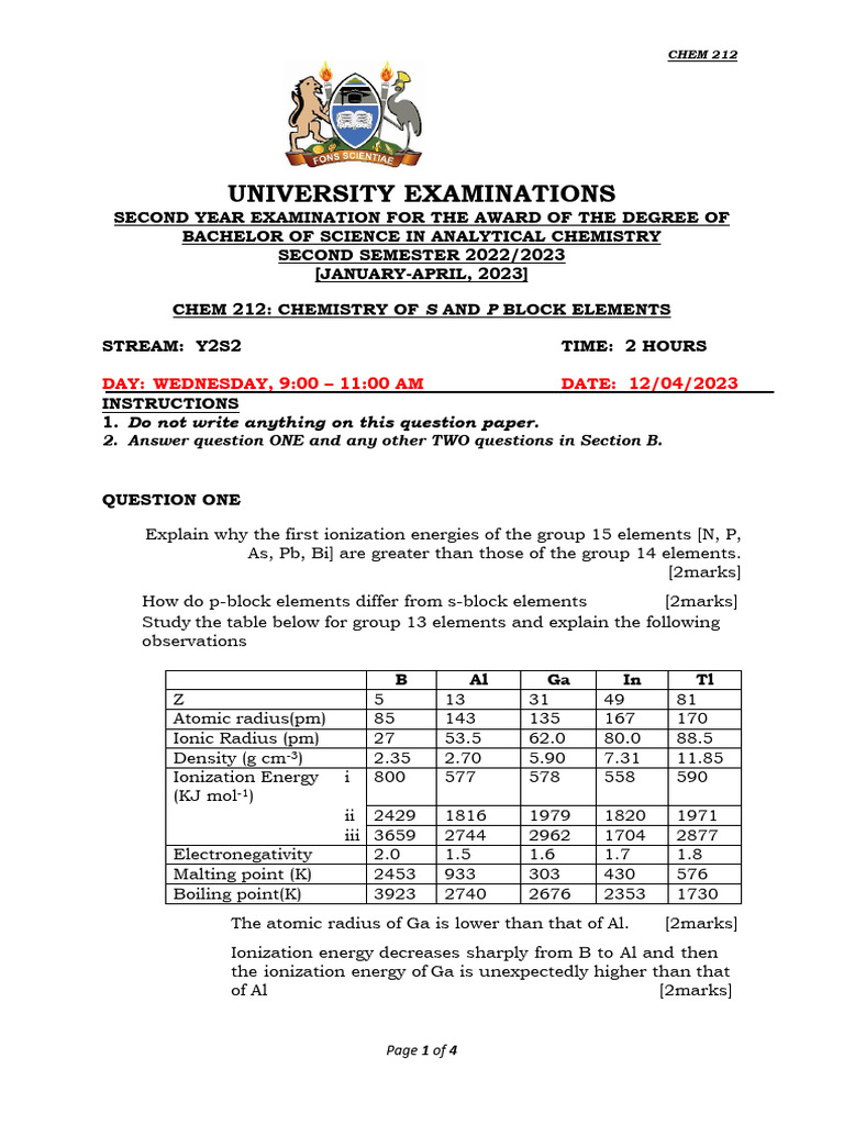 Chemistry of S and P Block Elements | PDF | Salt (Chemistry) | Sodium