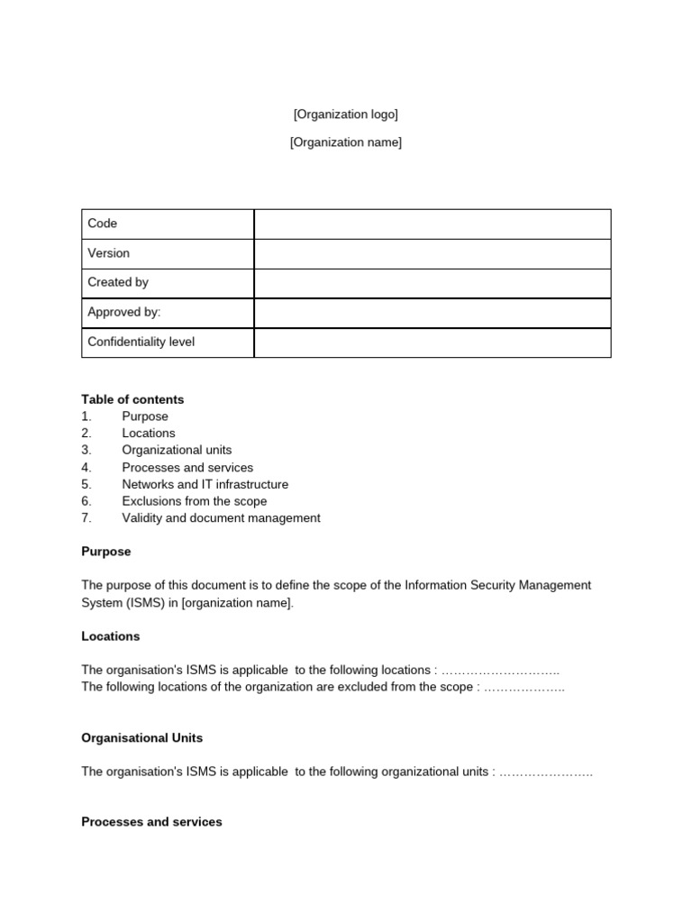 ISMS Scope Definition Document | PDF