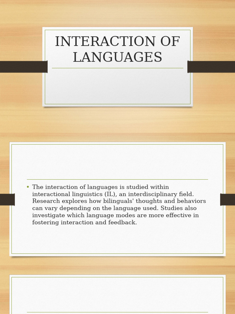 Interaction of Languages and Cognition | PDF