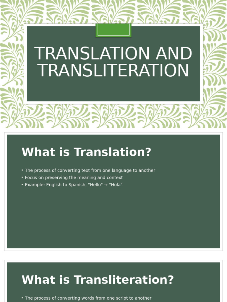 Translation vs Transliteration Explained | PDF