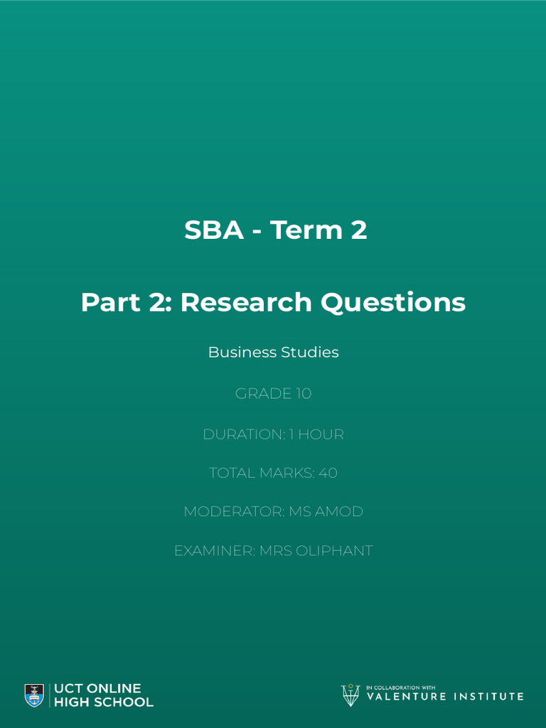 G10 - Business Studies - Term 2 - SBA - M16 - Part 2 - Research ...