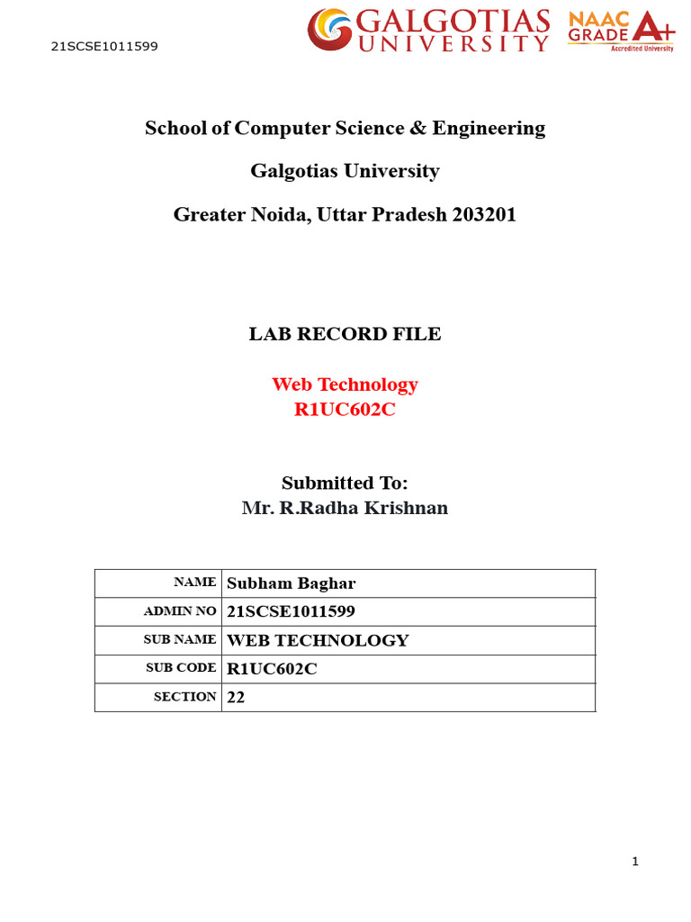 Web Technology Lab Record 2023-24 | PDF | Computer Programming ...