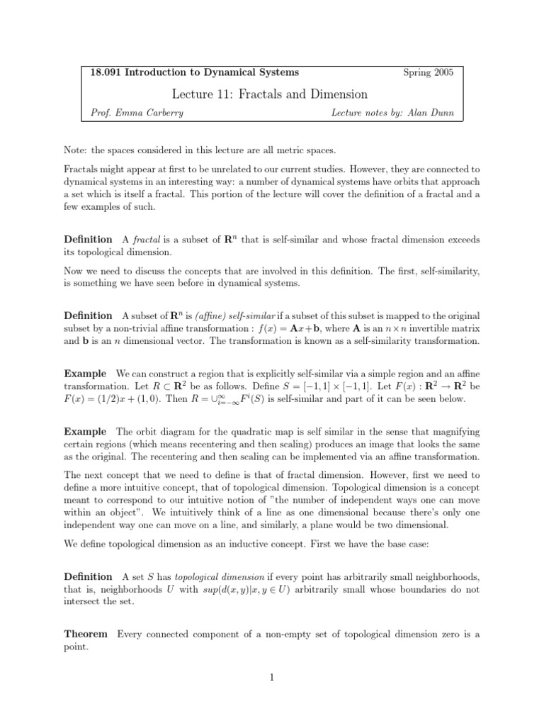Lecture 11 Part 1 | PDF | Dimension | Topology