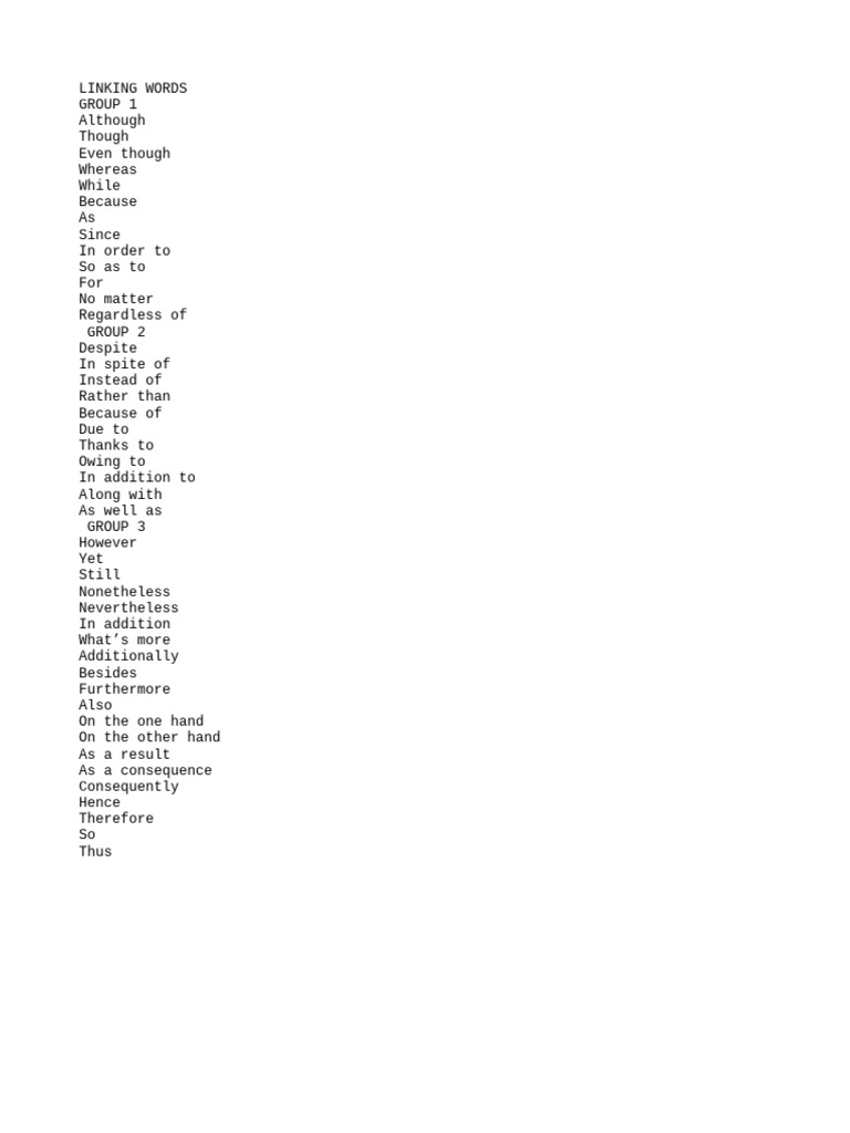 Essential Linking Words Guide | PDF