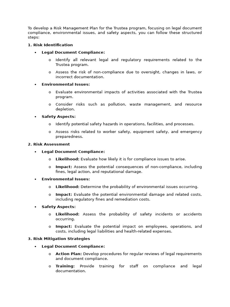 G 1.2.1 Risk Management Plan For The Trustea Program | PDF | Risk ...