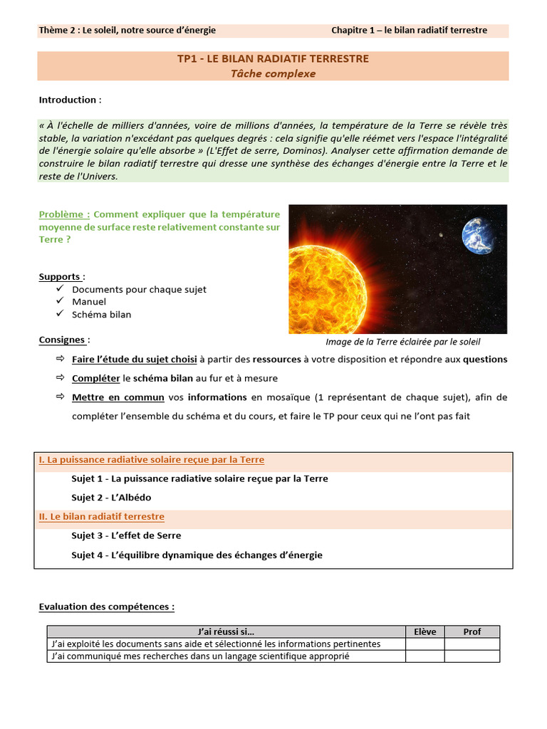 Bilan Radiatif Terrestre et Énergie Solaire | PDF | Atmosphère de la ...