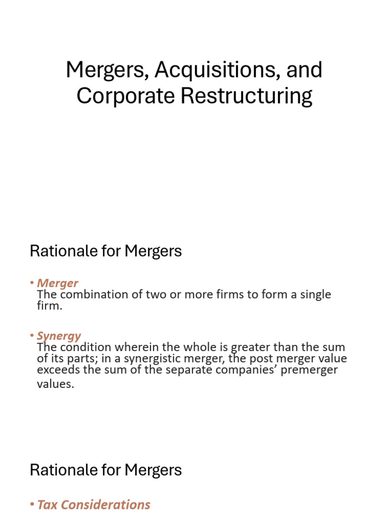 Mergers, Acquisitions, and Corporate Restructuring | PDF | Mergers And ...