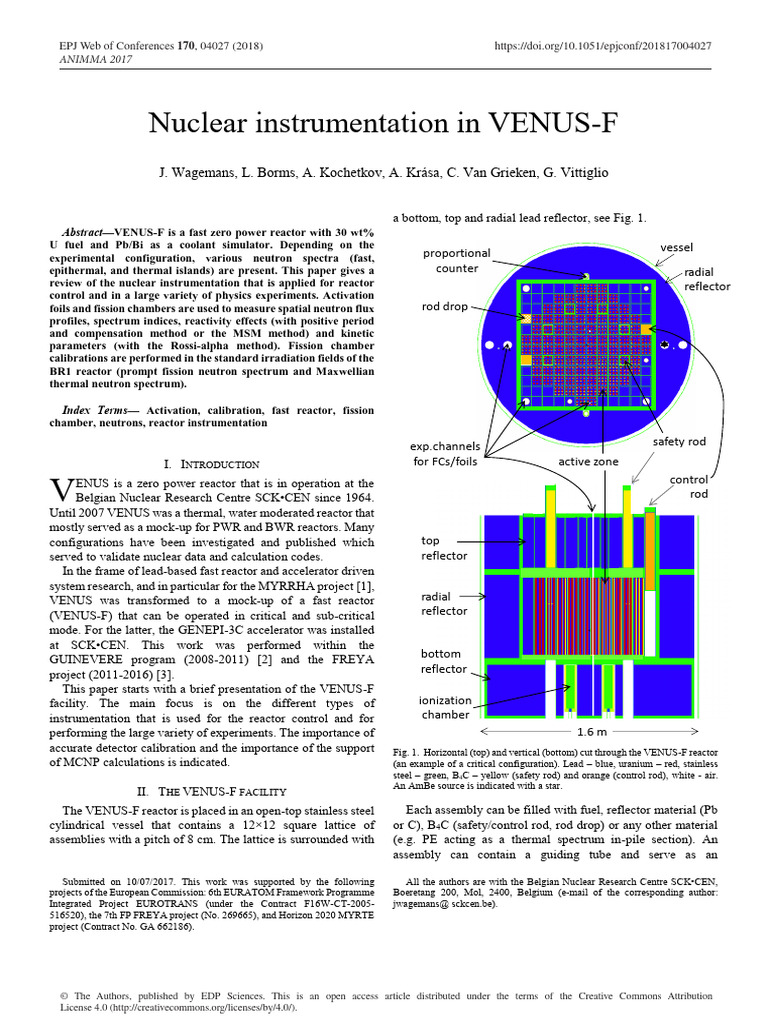 Nuclear Instrumentation in VENUS-F Reactor | PDF | Nuclear Fission ...