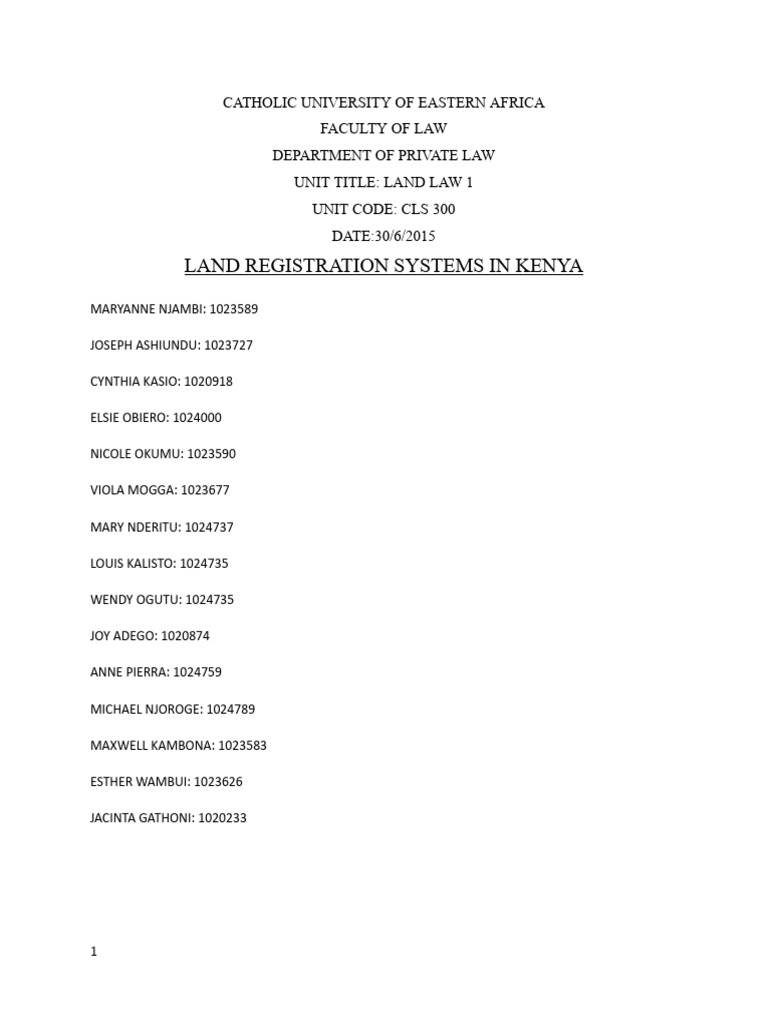 Land Registration Systems in Kenya | PDF | Deed | Property Law