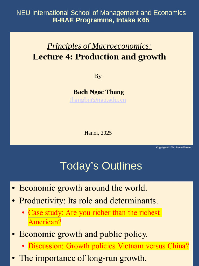 Lecture 4 - Production and Growth - Updated | PDF | Economic Growth ...