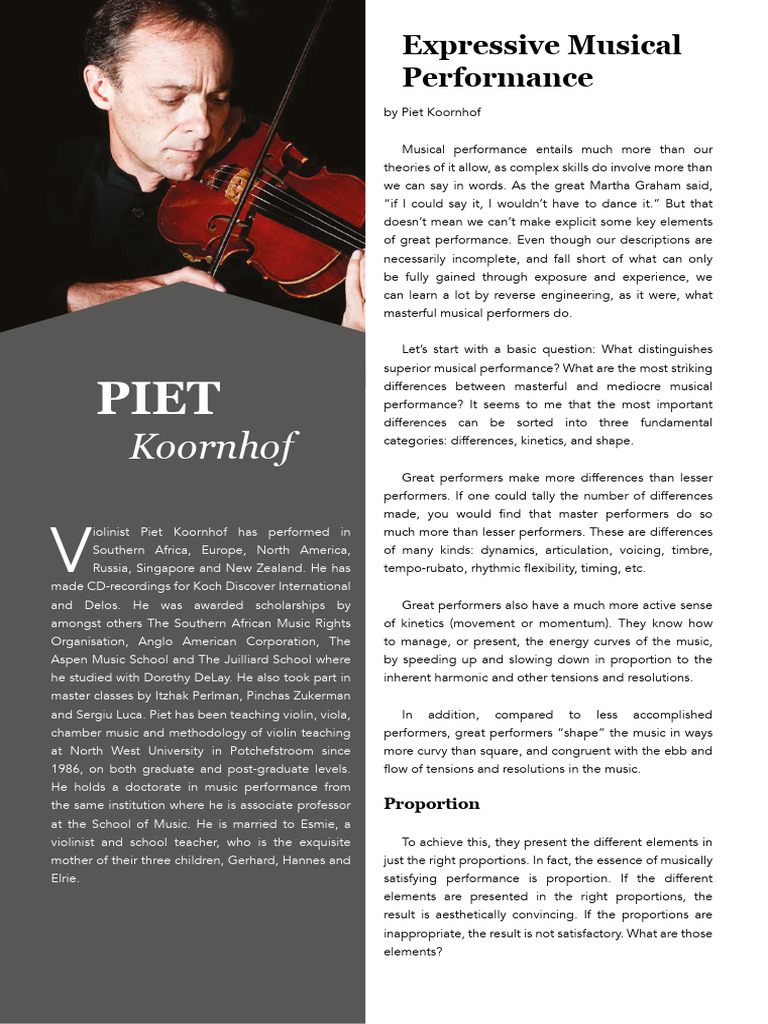 Expressive Musical Performance SAMusic Teacher 2020 | PDF | Harmony ...