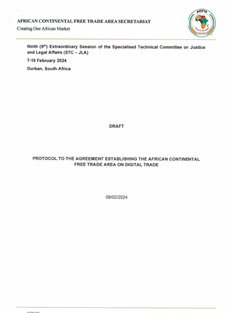 Afcfta Digital Trade Protocol - 9 February 2024 Draft | PDF