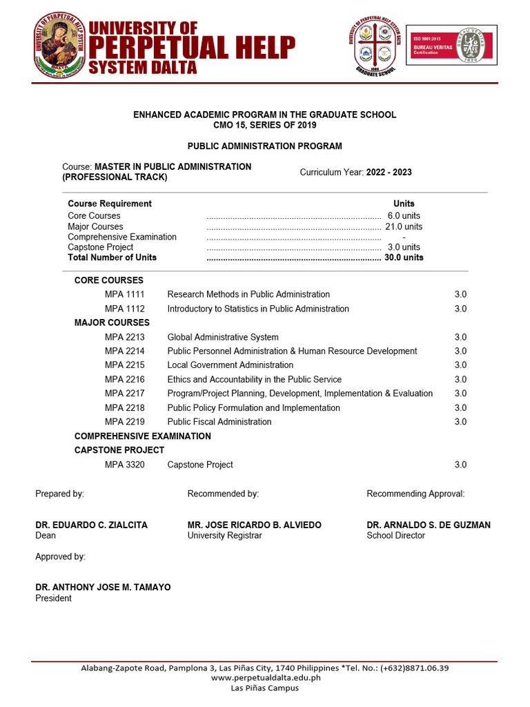 MPA Program Details at UPHS Dalta | PDF